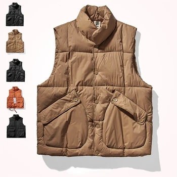 Japon retro ceket pamuk yelek erkek giyim pamuklu ceket sonbahar ve kış yeni kabarık tam pamuk yelek ceket