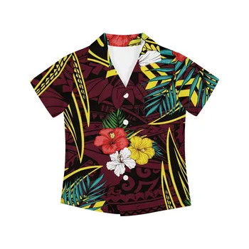 2022 5XL erkek Gömlek Kısa Kollu Polinezya Hawaii Tarzı Plumeria Klasik Düğmeler Üst Hafif Gevşek Giyim Ropa Hombre