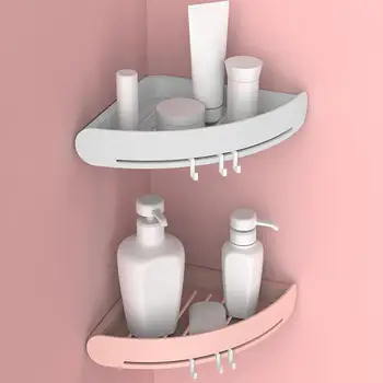 Üçgen Köşe Raf Banyo Duş Depolama Raf Köşe Rafları Duvara Monte Duş Rafları Banyo Mutfak İçin 3 Kanca İle