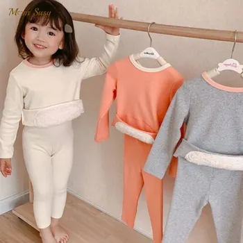 Erkek bebek Kız Pijama Set DE Kadife Kumaş Bebek Yürüyor Homothermal Pijama Mide Korumak Bebek Bodysuit Ev Takım Elbise 2 ADET