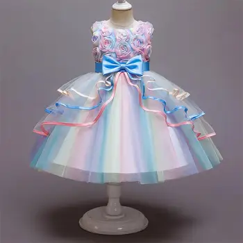 2021 Yaz Güzel Kız Elbise Doğum Günü Partisi Prenses Elbise Dantel çocuk topu Elbisesi Zarif Elbise Rahat Çocuk Elbise Boyutu 4-10t