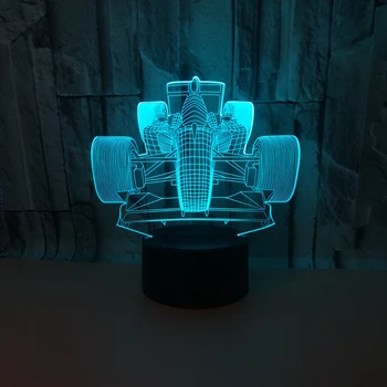 3D LED Lamba Serin Formülü Araba Yarışı 7 Renk Degrade Gece Lambası Noel doğum günü hediyesi Çocuk Oyuncak Renkli Lamba