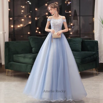 Amelıe Kayalık Zarif Kapalı Omuz Abiye 2022 Yeni Boncuk Backless Resmi Elbise doğum günü partisi elbisesi Vestido De Festa