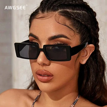 Yeni Moda Yaz Vintage Küçük Kare Çerçeve Güneş Gözlüğü Kadınlar İçin 90'lı Dar Retro Dikdörtgen güneş gözlüğü Gözlük Tonları