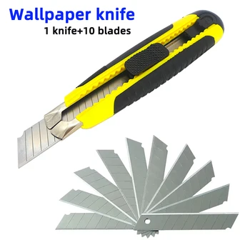 18mm Duvar Kağıdı Kesici Sanat Bıçak Kombinasyonu Bıçak için Kullanılabilir Ekspres Açma Karton Deri Dilme Ofis Bıçağı