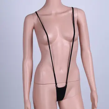 Seksi Kadın Tek Parça Dize Bikini İç Çamaşırı Tanga Leotard Bodysuit Yüksek Kesim Oyuncak İç Çamaşırı Sapan Mayo