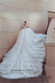 Balo Artı Boyutu Gelinlik Uzun Tren Tül Dantel Boncuk Kristal Lüks Resmi Kadın Gelin Elbiseler vestidos de novia