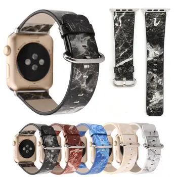 Mermer Deri Kayış Apple Ürünü İçin 6 5 4 3 2 1 SE Klasik Dayanıklı Watchband iWatch İçin 44mm 40mm 42mm 38mm saat kayışı Kayış