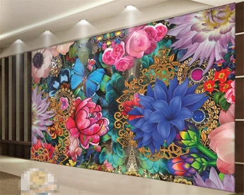 Beibehang 3D duvar kağıdı el boyalı retro güller TV arka plan duvar oturma odası yatak odası duvar fotoğraf duvar kağıdı duvarlar için 3 d