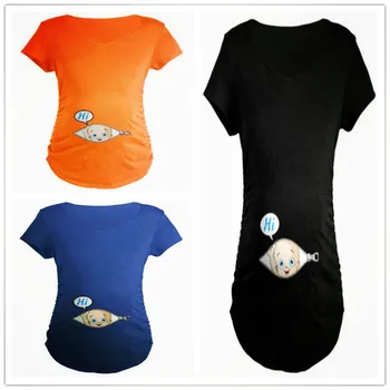 Hamile kıyafetleri Hamile Kadınlar için Karikatür Baskı Fermuar Üst Ekip Emzirme Bluz Tshirt Gebelik Giysileri Kadın Hamile