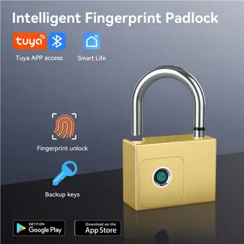 Tuya Akıllı Ev parmak izi kilidi Asma Kilit IP65 Su Geçirmez Bluetooth USB Şarj Edilebilir Anahtar Kilidini Anti-hırsızlık Çanta Dolap Kapı Kilidi