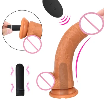 Gerçekçi Penis 9 Modları Kablosuz kurşun vibratör Anal Plug Vajina Masajı Seks Oyuncakları Yetişkinler için Dildos Kadınlar için