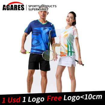 Yeni Kadın / erkek Badminton T-shirt + şort Takım Elbise, tenis Gömlek Adam, kadın Ping Pong Formaları Hızlı Kuru Tenis T-shirt Tren Giyim Seti