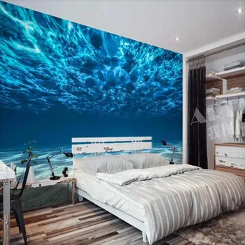 3D Baskılı Mavi Deniz Manzaralı Duvar Kağıdı Duvar Resimleri Sanat Duvar Çıkartması HD Fotoğraf Duvar Kağıtları Rulo Ev Dekor Duvar Kağıtları yapışkan kağıt Özel