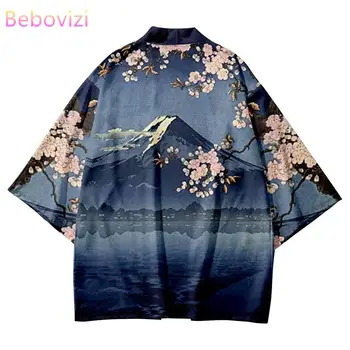 Moda Sakura Fuji Dağı Baskı Geleneksel Kimono Japon Kadın Erkek Plaj Hırka Yukata Rahat Cosplay Haori Yeni Gömlek