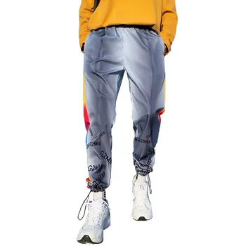 Hip Hop Streetwear erkek Ekleme Joggers Pantolon Moda Erkekler Rahat Kargo Pantolon Pantolon Yüksek Sokak Elastik Bel Harem Pantolon Erkekler