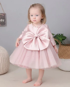Fink Pageant Törenlerinde Sheer Prenses Balo Çocuk Resmi Elbiseler Çiçek Kız Elbise Düğün için