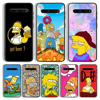 o Simpsons LG K92 K71 K61 K52 K51S K42 K41S K40S K22 Q60 V60 V50 V40 V30 G8X G8 ThinQ Siyah telefon kılıfı