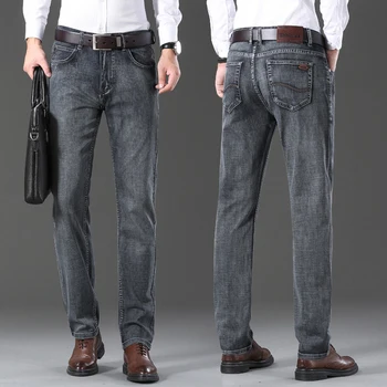 Moda Denim Slim Fit Jean Pantolon Erkek Marka Klasik Gelişmiş Streç Mavi Gri Siyah Kot Yeni Stil İş