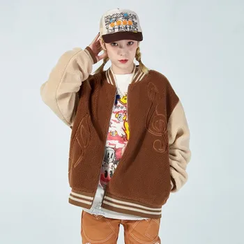2022 Sonbahar Ve Kış Erkek Yeni Kore Tarzı Vintage Camo Polar Ceketler Gevşek Yüksek Sokak Rahat Fermuar Hip Hop Giyim