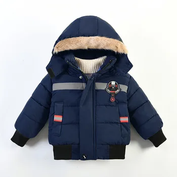 Sonbahar Kış Erkek Balıkçı Yaka Rüzgar Geçirmez Kapüşonlu Ceket Sıcak Palto Yeni çocuk giyim Çocuklar Yastıklı Ceketler Polar Astar Ceket