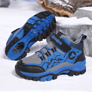 Kış Erkek Açık Botlar Sıcak Çocuk pamuklu ayakkabılar kaymaz Yürüyüş Koşu Spor Çocuk Ayakkabı Sneakers Büyük Erkek Kar Botları