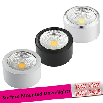 Yüksek Kaliteli Yüzeye Monte COB Downlight AC85-265V 7W 12W Kısılabilir Sıcak Beyaz LED Tavan Lambası Spot ışıkları downlight 1 adet / grup