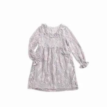 DFXD Toddler Kız Elbise Moda Uzun Kollu Dantel Flounced Prenses Bebek doğum günü partisi elbisesi 2018 Bahar Çocuk düğün elbisesi