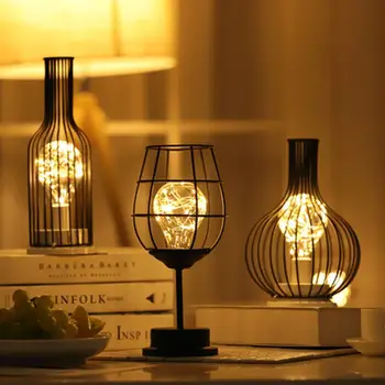 LED Retro Ampul Demir şarap şişesi Masa şarap şişesi Bakır Tel Gece Lambası Yaratıcı Otel masa lambası Gece Lambası Ev Dekorasyon