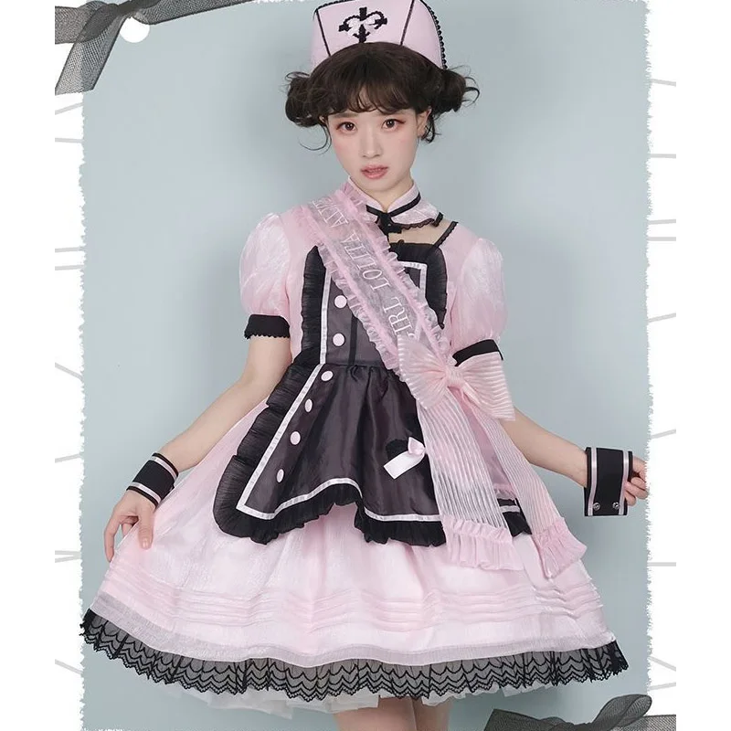 Japon Kawaii Lolita Elbise Kısa Kollu Sevgiliye Kurtarma Ekibi Prenses Hizmetçi Cosplay Günlük Çay Partisi Elbiseler Yaz Giyim Görüntü 3