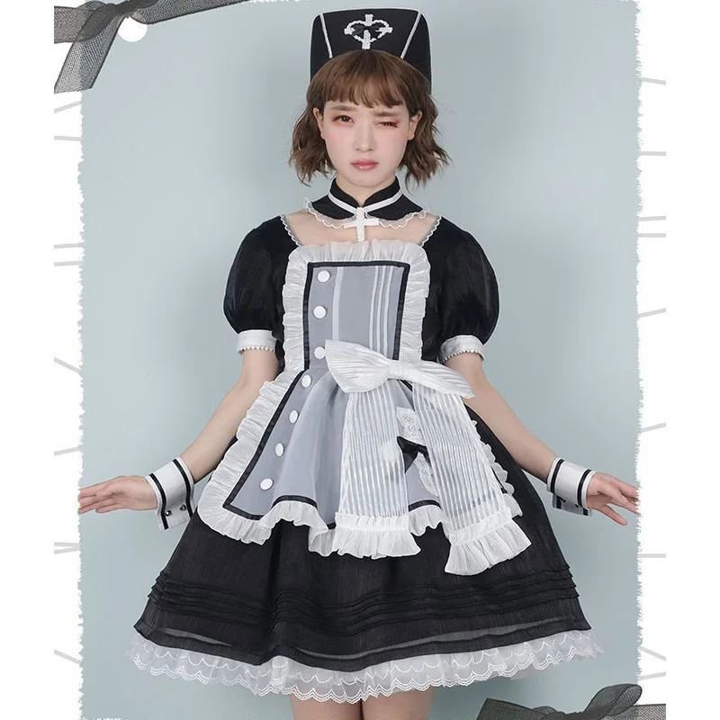Japon Kawaii Lolita Elbise Kısa Kollu Sevgiliye Kurtarma Ekibi Prenses Hizmetçi Cosplay Günlük Çay Partisi Elbiseler Yaz Giyim Görüntü 4