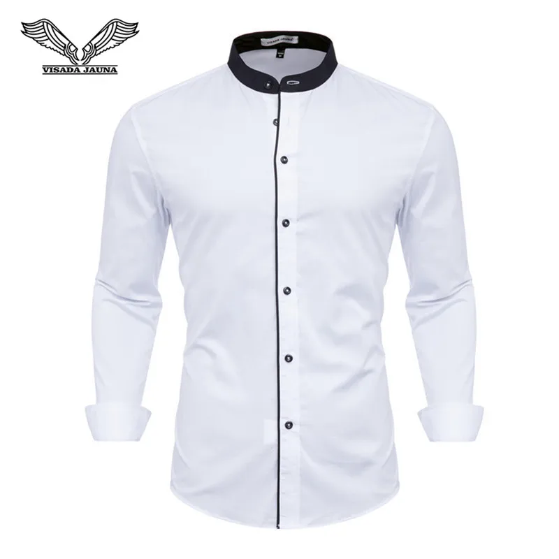 Marka 2018 Beyaz erkek Smokin Gömlek Uzun Kollu erkek Düğün Beyaz Gömlek Klasik Fit Elbise Gömlek Erkekler Tüm Boyut XS-4XL N5143 Görüntü 0