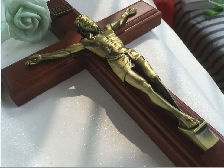 Sıcak satış # 40 CM büyük # Hıristiyanlık Katoliklik İsa Mesih Çapraz Çarmıha Gerilme Ev Dini Dua sanat kutsal heykeli Görüntü 1