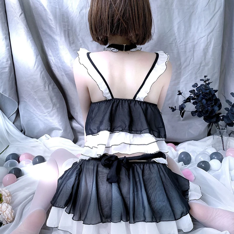 Cosplay Seksi Anime Fantezi kawaii iç çamaşırı seti Hizmetçi Kıyafeti Üniforma Tatlı Lolita Kız Öğrenci Kadın İç Çamaşırı Pijama Hizmetçi Kostümü Görüntü 4