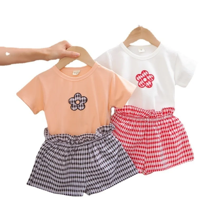 Bebek Erkek Yaz giyim setleri Yeni Küçük Kız Rahat Kısa kollu tişört Çizgili Takım Elbise 1-5T 2021 çocuk Giyim Seti Görüntü 4