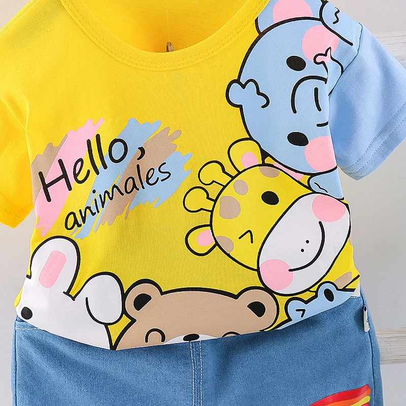 Yeni Yaz Yenidoğan Bebek Kız Giysileri Sevimli Çocuk Erkek Karikatür T-shirt Şort 2 adet / takım Toddler Spor Kostüm Çocuklar Eşofman Görüntü 5