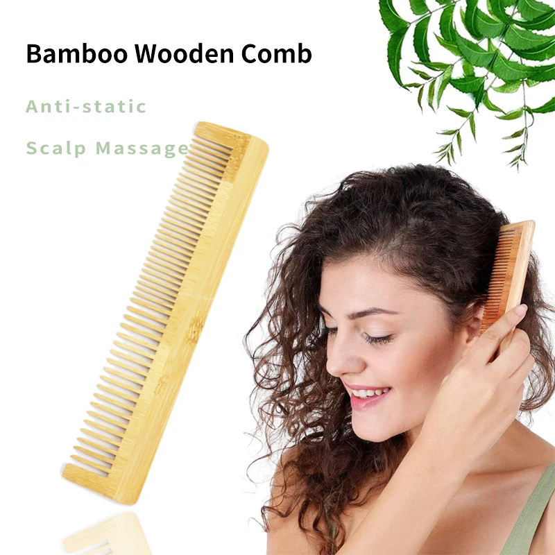 Özel logo Yüksek Kaliteli Bambu Saç Tarak Dayanıklı Anti Statik Saç Derisi Saç Bakımı Sağlıklı Ahşap Tarak Hediye Görüntü 0