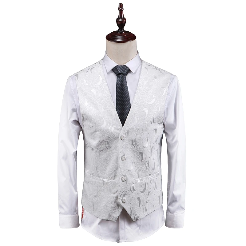 Ceket Yelek Pantolon 3 Parça Takım Elbise Seti / Erkek İş Blazers Ceket High End Ziyafet Damat düğün elbisesi Pantolon Yelek Görüntü 1