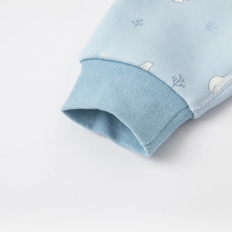 DBX19057 dave bella kış bebek unisex moda karikatür baskı pijama yenidoğan bebek iç çamaşırı rahat pijama 2 adet takım elbise Görüntü 5