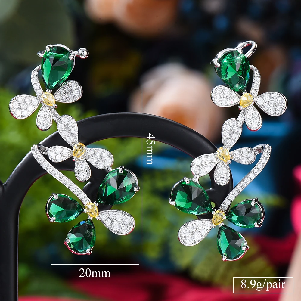 Retro Moda Çiçek Küpe Tam Mikro Kaplamalı Kübik Zirkon Naija Dubai Düğün Kulak takı High End Takı kore moda Görüntü 4