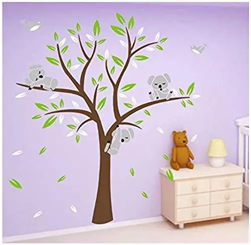 Koala Çıkarılabilir Duvar Sticker Çocuk seramik karo Oturma Odası Yatak Odası Kanepe Arka Plan Duvar Çıkartmaları Kreş Dekor Duvar Kağıdı Görüntü 2