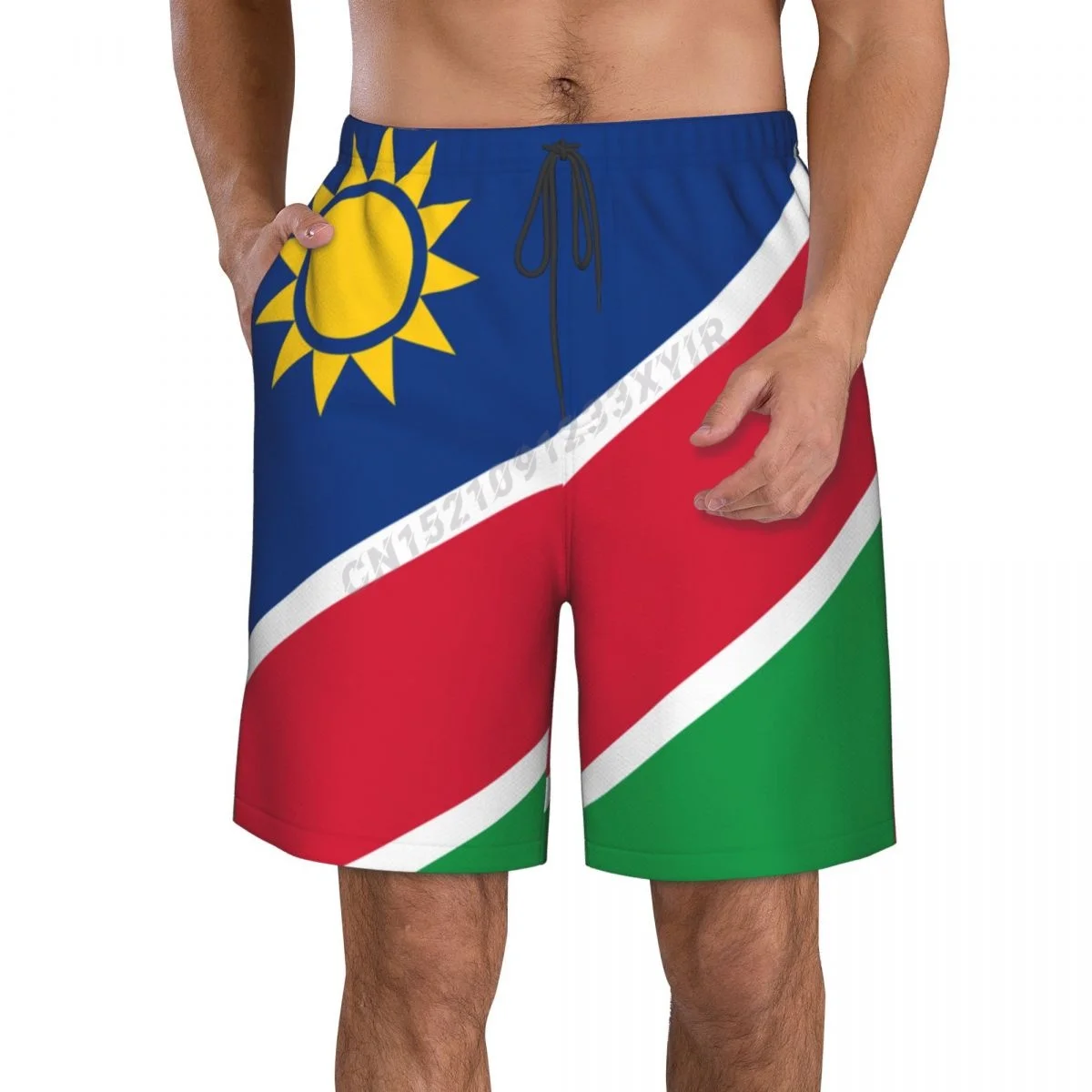 Yaz erkek Namibya Bayrağı plaj pantolonları Şort Sörf M-2XL Polyester Mayo Koşu Görüntü 0