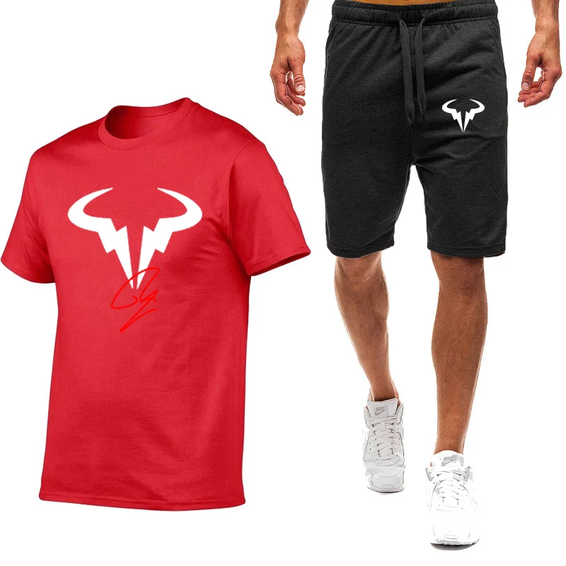 Rafael Nadal 2022 Erkekler Tenis Oyuncu Yeni 2 Parça Setleri Kısa Kollu Spor Spor Yaz Baskı Kısa T Shirt Takım Elbise Giyim Görüntü 2