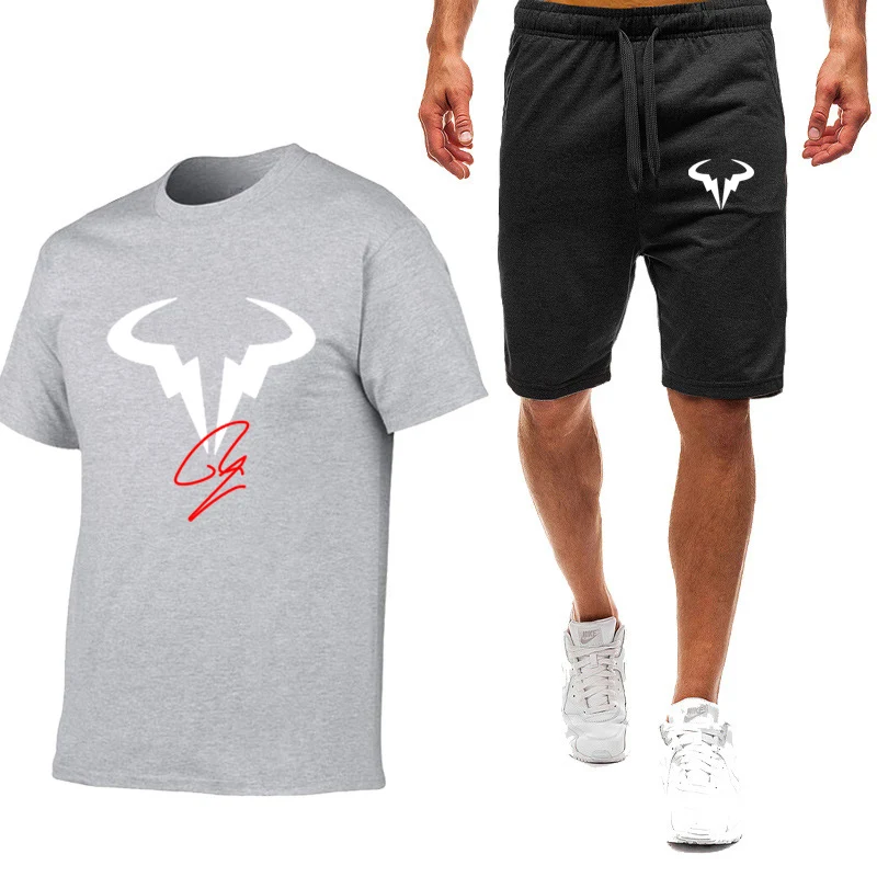 Rafael Nadal 2022 Erkekler Tenis Oyuncu Yeni 2 Parça Setleri Kısa Kollu Spor Spor Yaz Baskı Kısa T Shirt Takım Elbise Giyim Görüntü 3