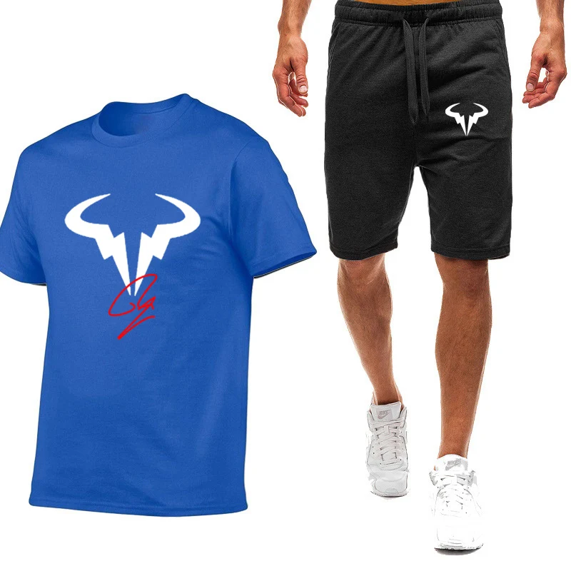 Rafael Nadal 2022 Erkekler Tenis Oyuncu Yeni 2 Parça Setleri Kısa Kollu Spor Spor Yaz Baskı Kısa T Shirt Takım Elbise Giyim Görüntü 4