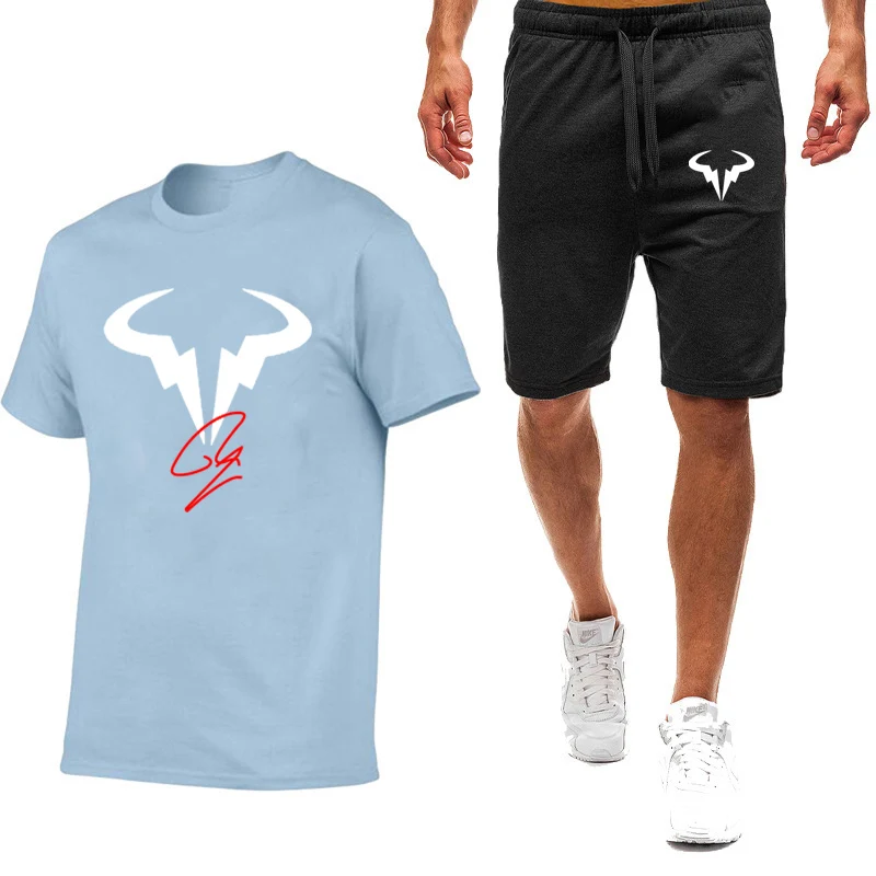 Rafael Nadal 2022 Erkekler Tenis Oyuncu Yeni 2 Parça Setleri Kısa Kollu Spor Spor Yaz Baskı Kısa T Shirt Takım Elbise Giyim Görüntü 5