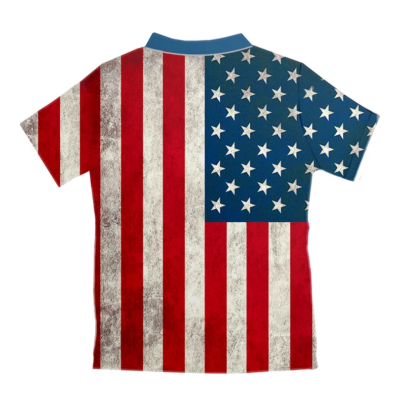 UJWI Eur Boyutu Erkek Gömlek Komik Amerikan bayrağı 3d Baskı havai gömleği Erkek Kısa Kollu Gömlek 2020 yaz giysileri Özelleştirilebilir Görüntü 1