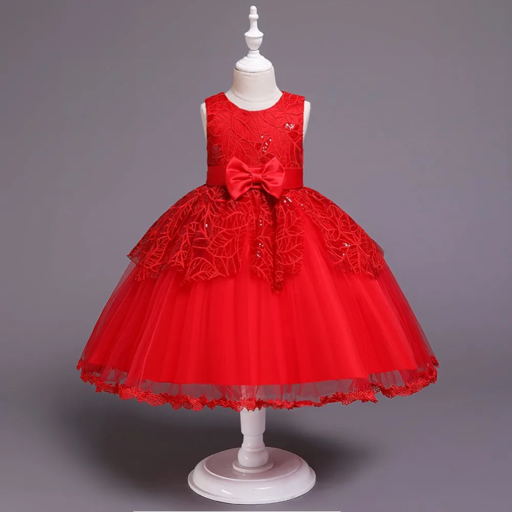 Yaz bebek kız elbise çiçek kolsuz elbise Pullu elbise yay elbise doğum günü partisi Noel Elbise Görüntü 4