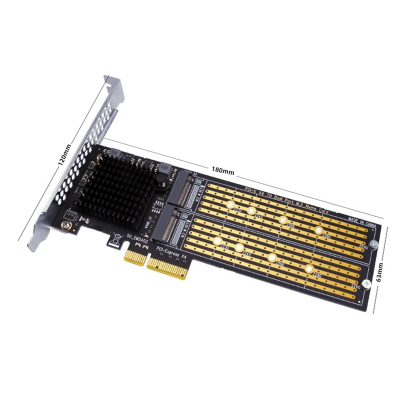 PCI-E NVME Adaptör Kartı M. 2 M ANAHTAR NVME Protokolü Çift Bay Dizi adaptör panosu Destekler PCI-E X8 / X4 / X16 Kart Yuvası Görüntü 5