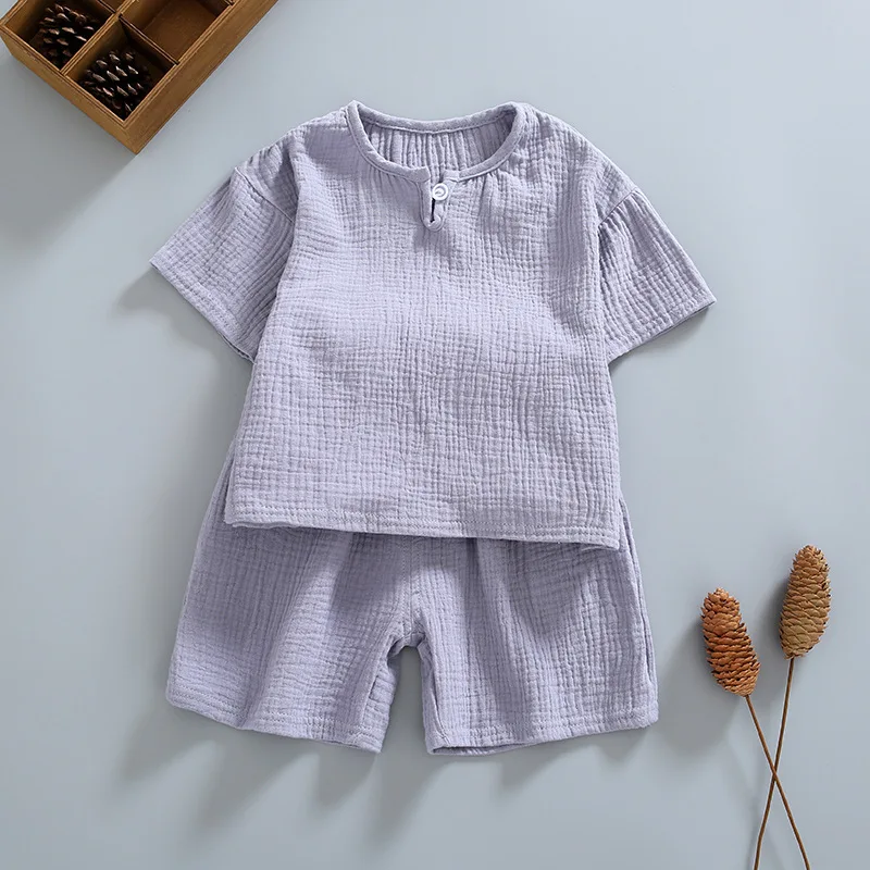 2 Adet Yaz Yenidoğan Bebek Kız Giysileri Kız Setleri Düz Renk Kısa Kollu Şort T-Shirt Çocuk Giysileri Erkek Moda Dış Giyim Görüntü 4